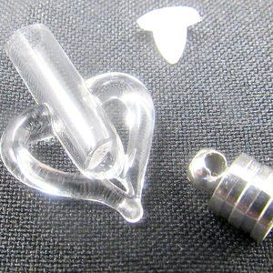 Clear Heart Glass Vial 1" Bottle Charm Cremation Ashes Pendant Rice Instructions